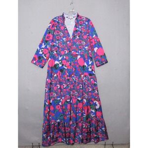 Crosby‎ by Mollie Burch Dress Medium Floral Tiered Flowy Boho Colorful Ruffle
